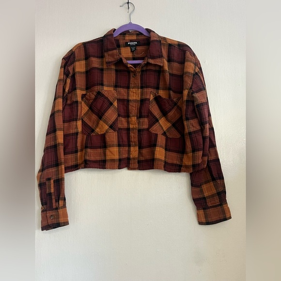 RSQ Burgundy and Mustard Plaid Jacket - Picture 1 of 6
